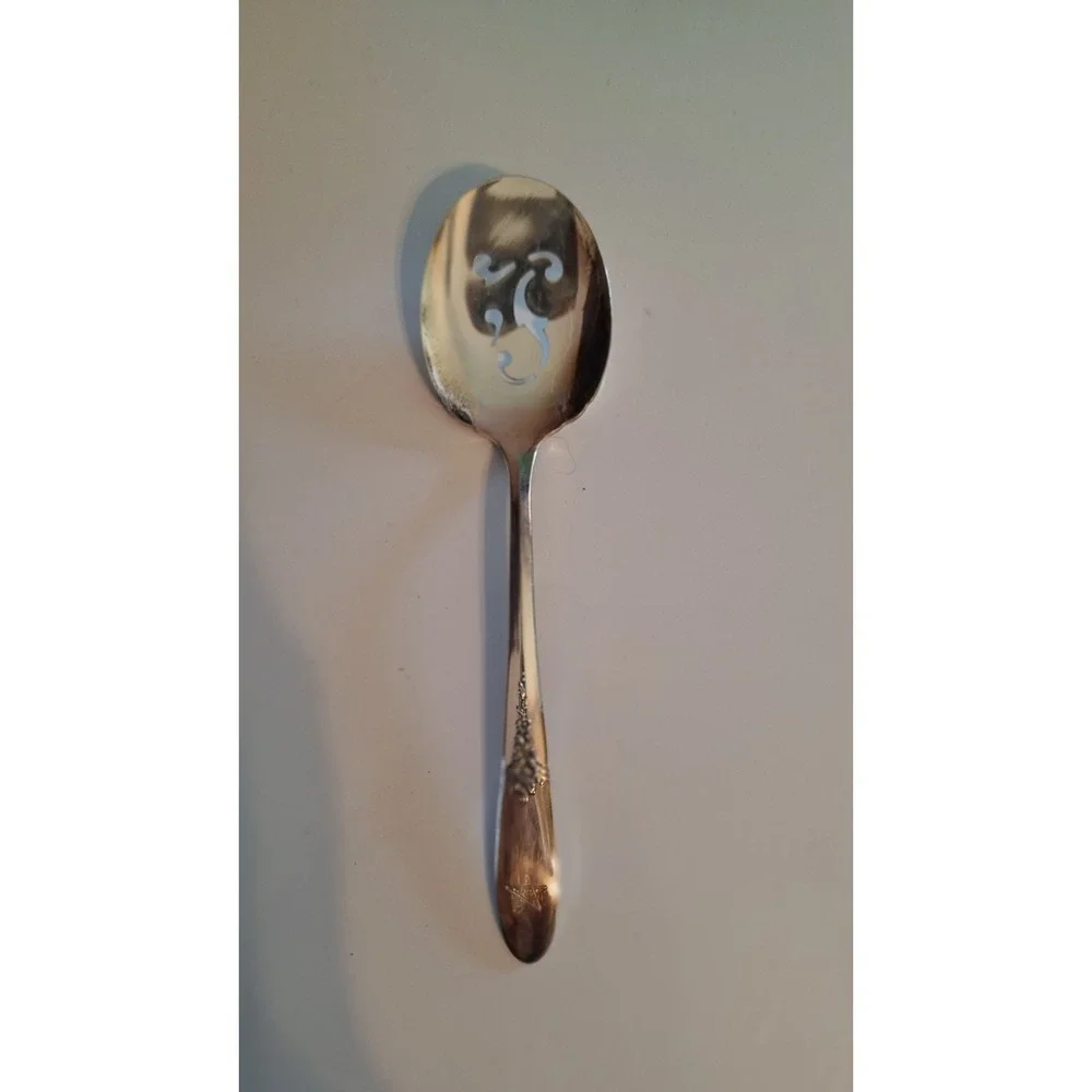 VINTAGE WM A ROGERS MEADOWBROOK SILVERPLATE SERVING SPOON ONEIDA 5.25